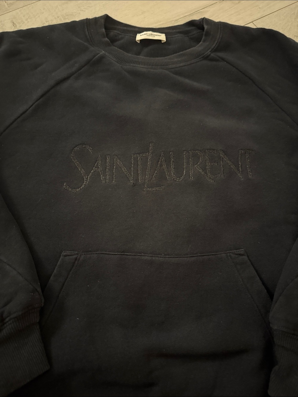 Saint Laurent Black Logo Crewneck Sweatshirt - Picture 8 of 9
